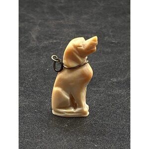 Victorian Carved Angelskin Coral Hound Dog Pendant Pale Pink
